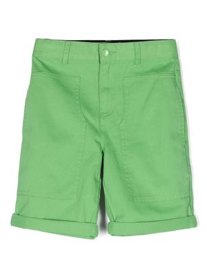 Stella McCartney Kids logo-patch cotton chino shorts - Green