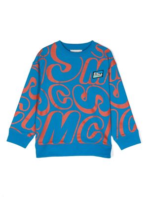 Stella McCartney Kids logo-patch cotton sweatshirt - Blue