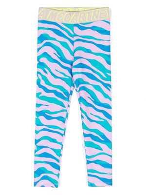 Stella McCartney Kids logo-patch zebra-print leggings - Pink