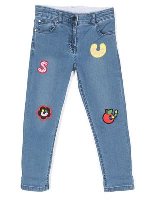 Stella McCartney Kids logo-patches straight-leg jeans - Blue