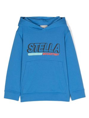 Stella McCartney Kids logo-print cotton hoodie - Blue