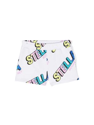 Stella McCartney Kids logo-print cotton track shorts - White