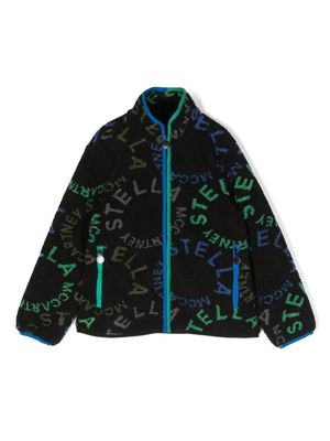 Stella McCartney Kids logo-print fleece jacket - Black