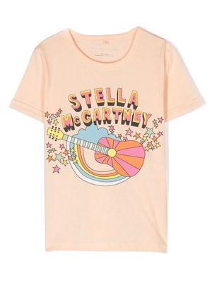 Stella McCartney Kids logo-print short-sleeved T-shirt - Neutrals