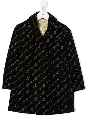 Stella McCartney Kids logo-print single-breasted coat - Black