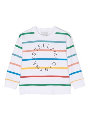 Stella McCartney Kids logo-print striped sweatshirt - White