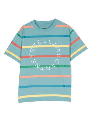 Stella McCartney Kids logo-print striped T-shirt - Blue