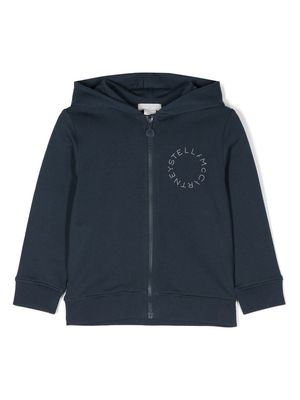 Stella McCartney Kids logo-print zip-up hoodie - Blue