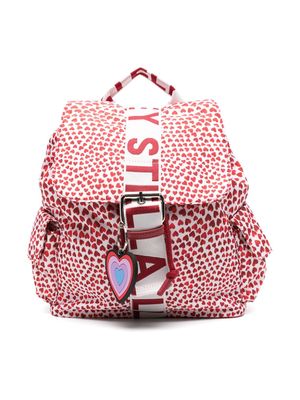 Stella McCartney Kids logo-strap heart-print backpack - Red