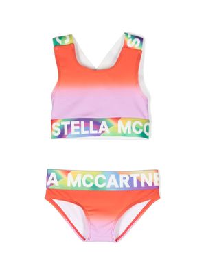 Stella McCartney Kids logo-tape ombré bikini - Orange