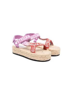 Stella McCartney Kids logo-tape sandals - Pink
