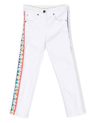Stella McCartney Kids logo-tape straight-leg jeans - White
