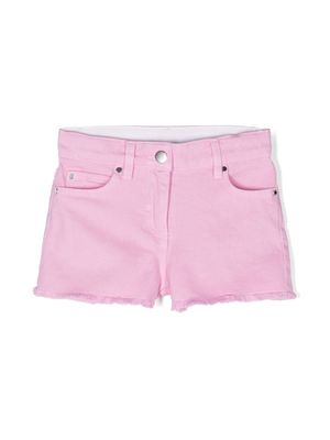 Stella McCartney Kids mid-rise frayed denim shorts - Pink