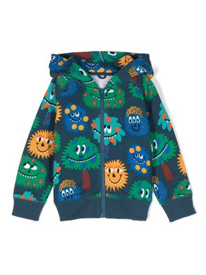 Stella McCartney Kids monster-print zip-up hoodie - Blue