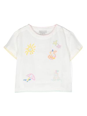 Stella McCartney Kids motif-embroidered T-shirt - White