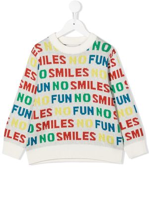 Stella McCartney Kids No Fun No Smiles knitted jumper - White