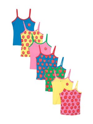 Stella McCartney Kids pack of seven apple-print vests - Pink