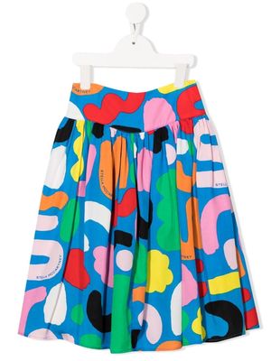 Stella McCartney Kids paint-swirl-print swing skirt - Blue