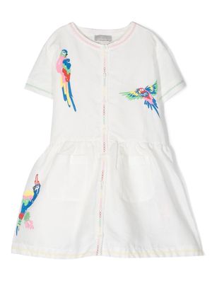 Stella McCartney Kids parrot embroidered-motif shirt-dress - White