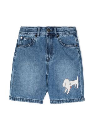 Stella McCartney Kids patch-design embroidered denim shorts - Blue