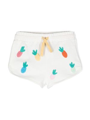 Stella McCartney Kids pineapple-embroidered cotton shorts - White
