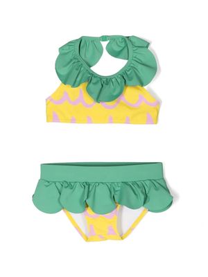 Stella McCartney Kids pineapple-print ruffled bikini - Yellow