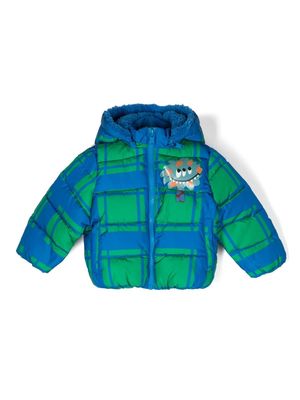 Stella McCartney Kids plaid-check padded hooded jacket - Blue