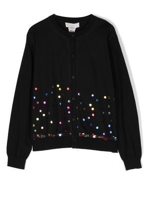 Stella McCartney Kids polka dot-pattern knitted cardigan - Black