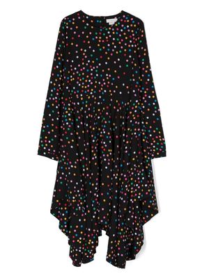 Stella McCartney Kids polka dot-print draped dress - Black