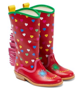Stella McCartney Kids Printed fringed rain boots