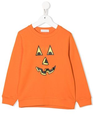 Stella McCartney Kids pumpkin face organic cotton sweatshirt - Orange
