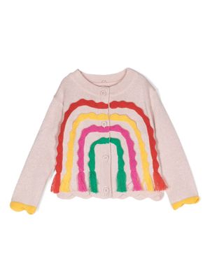 Stella McCartney Kids rainbow-appliqué buttoned cardigan - Pink