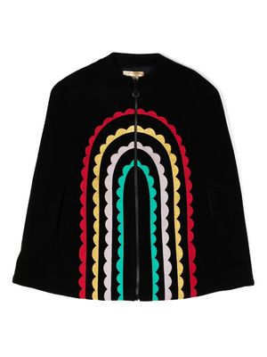 Stella McCartney Kids Rainbow Arch embroidered-motif cape - Black