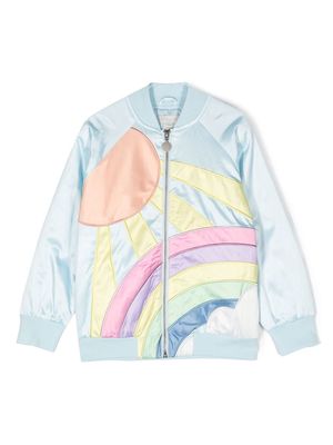 Stella McCartney Kids rainbow satin bomber jacket - Blue