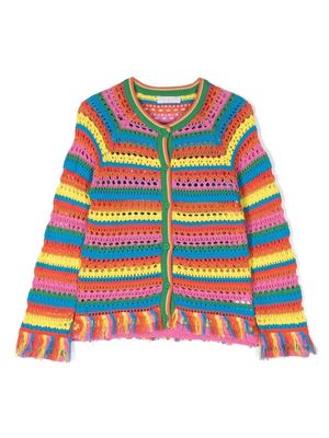 Stella McCartney Kids rainbow stripe crochet jumper - Pink