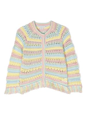 Stella McCartney Kids rainbow stripe crochet jumper - Yellow