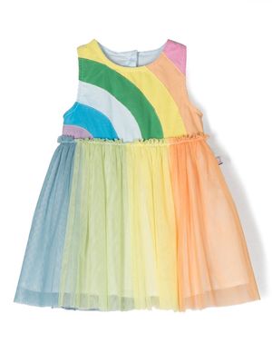 Stella McCartney Kids rainbow-striped tulle dress - Yellow