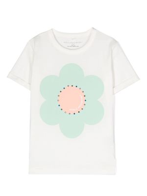 Stella McCartney Kids rhinestone-embellished flower-print T-shirt - White