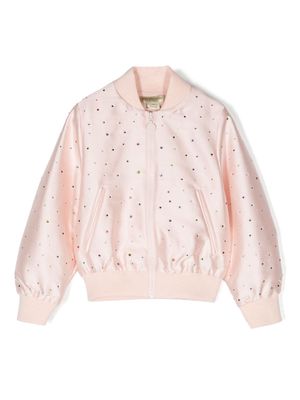 Stella McCartney Kids rhinestone-embellished satin bomber jacket - Pink