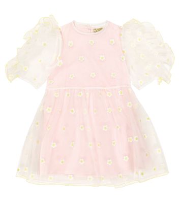 Stella McCartney Kids Ruffle-trimmed embroidered dress