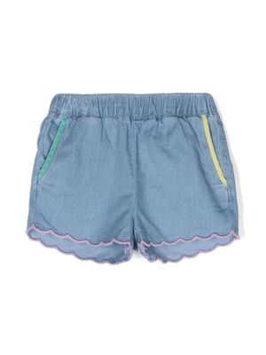 Stella McCartney Kids scalloped cotton shorts - Blue