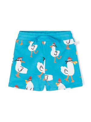 Stella McCartney Kids Seagull Bandit cotton shorts - Blue