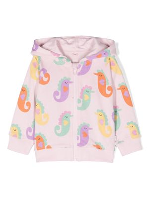 Stella McCartney Kids seahorse-print cotton hoodie - Pink