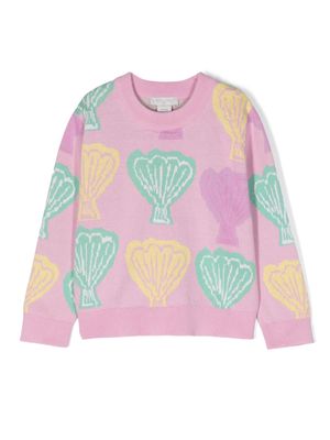 Stella McCartney Kids seashell-jacquard cotton jumper - Pink