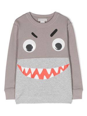 Stella McCartney Kids Shark Face colour-block sweatshirt - Grey