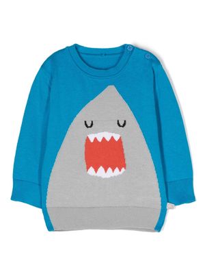 Stella McCartney Kids Shark-motif knitted jumper - Blue
