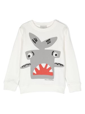 Stella McCartney Kids shark-print cotton sweatshirt - White