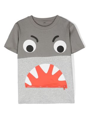 Stella McCartney Kids shark-print panelled T-shirt - Grey