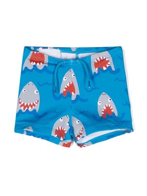 Stella McCartney Kids Shark-print swimming shorts - Blue