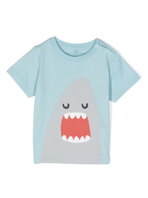 Stella McCartney Kids shark-printed cotton T-shirt - Blue
